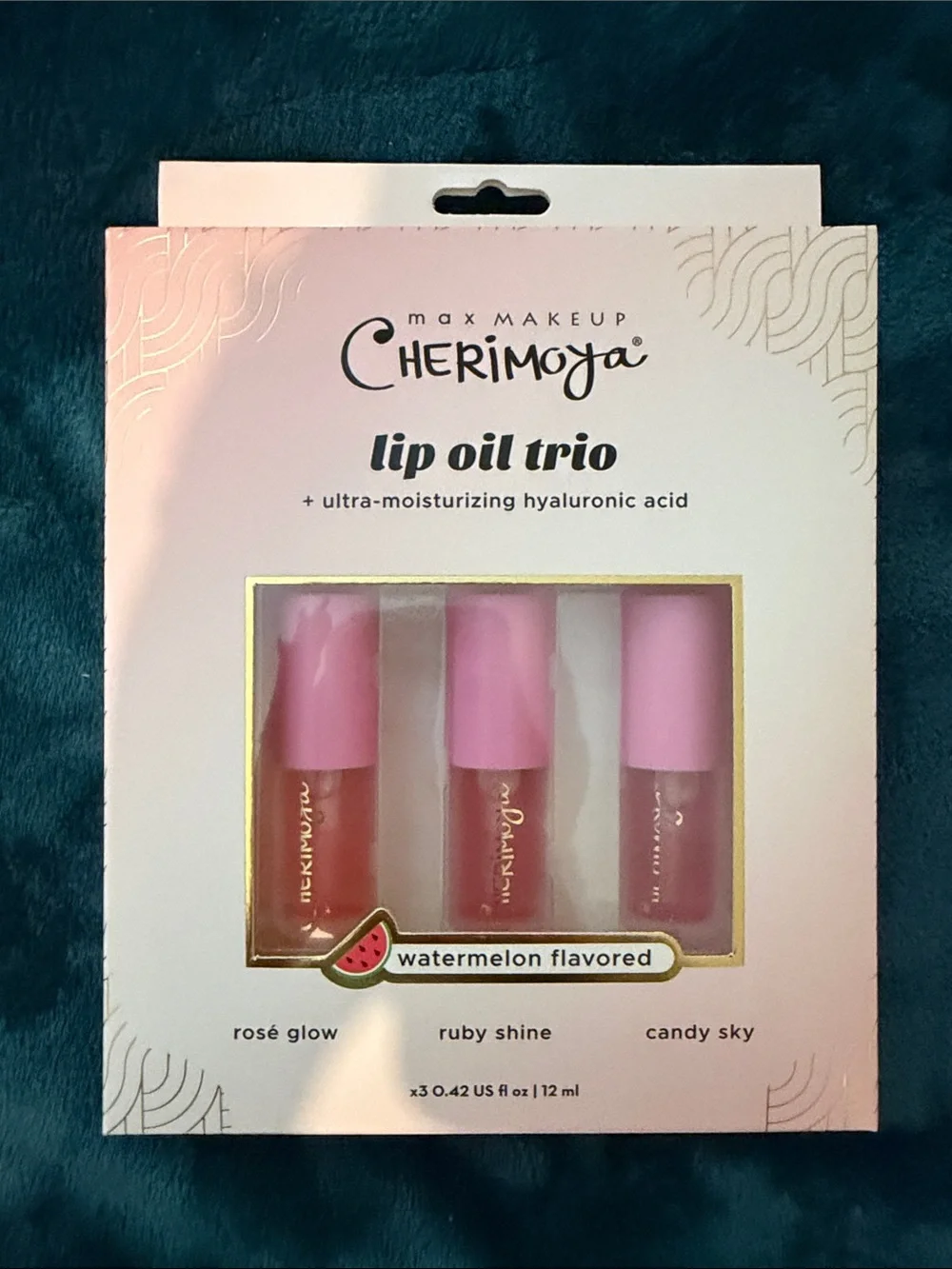 Cherimoya Lip Oil Trio + Soft Blur Liquid Blush Set + mascara duo